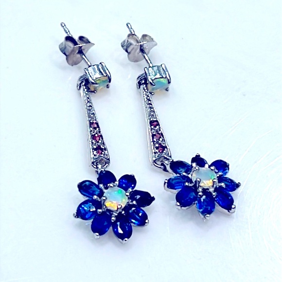 Genuine Opal Kyanite 14KGP Earrings - Picture 2 of 7